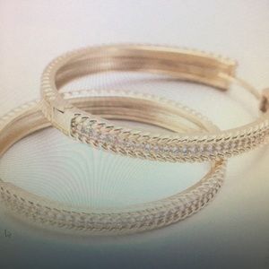 NEW Gold Hoop  Earrings w/simulated Diamonds